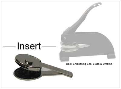 Desk Embossing Corporate Seal 2" Black & Chrome Insert Only