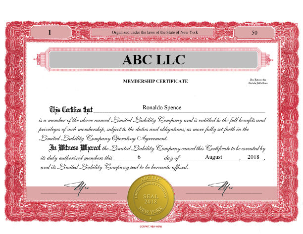 Gold Electronic Digital Limited Liabilty Company Kit with Unit Certificates