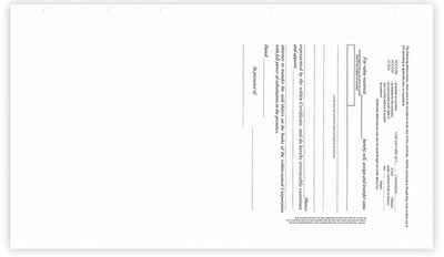 Blank Side Stub Certificates with Standard Wording on the Back SS BW2