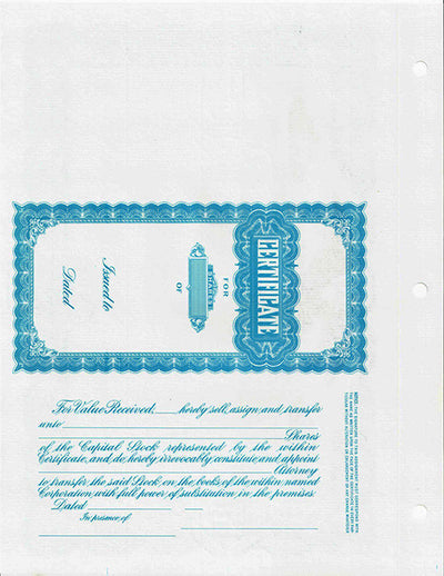ATLAS Custom Stock Certificates Single Class Corporation
