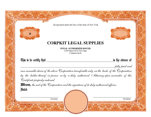 Electronic Digital Single Class Elite Stock Certificates