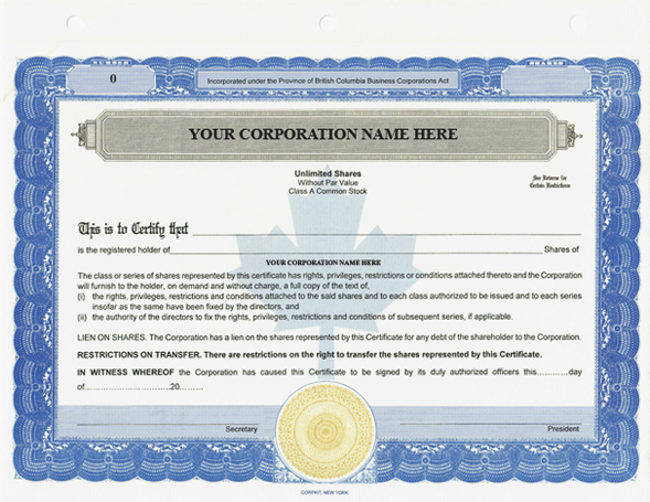 canada certificate standard border