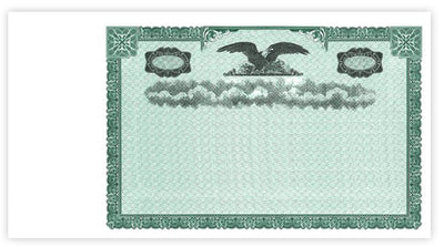 Blank Side Stub Certificates with Standard Wording on the Back SS BW1