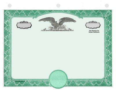 Stock Certificates Eagle_C with No Wording on the Back