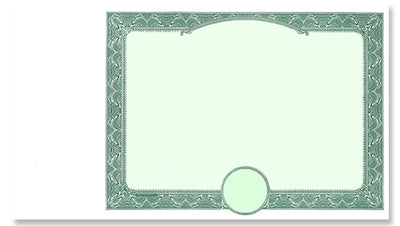 Side Stub Blank Stock Certificates without Wording on the Back