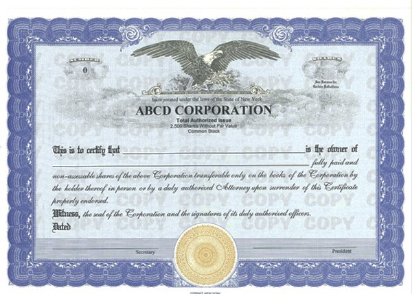 Stock Certificate Printing Template
