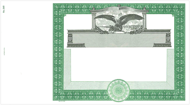 GOES KG2 (GREEN) STOCK CERTIFICATES (PACK OF 100)