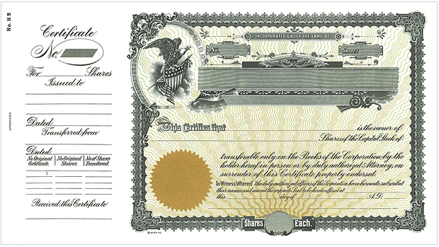 GOES KG2 (GREEN) STOCK CERTIFICATES (PACK OF 100)