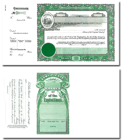 GOES KG2 (GREEN) STOCK CERTIFICATES (PACK OF 100)